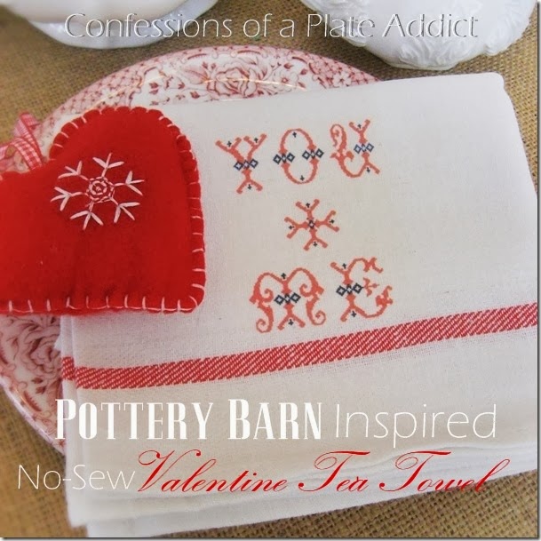 CONFESSIONS OF A PLATE ADDICT Pottery Barn Inspired No-Sew Tea Towel CONFESSIONS OF A PLATE ADDICT Pottery Barn Inspired No-Sew Tea Towel