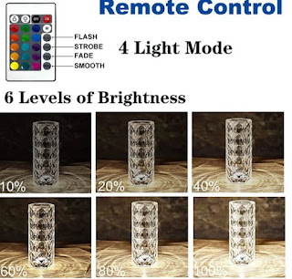 Crystal Table Lamp USB Charging Touch Lamp brightness levels