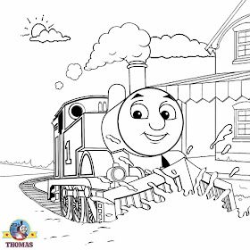Train station Thomas the tank engine printable Christmas coloring sheets free pictures for Children