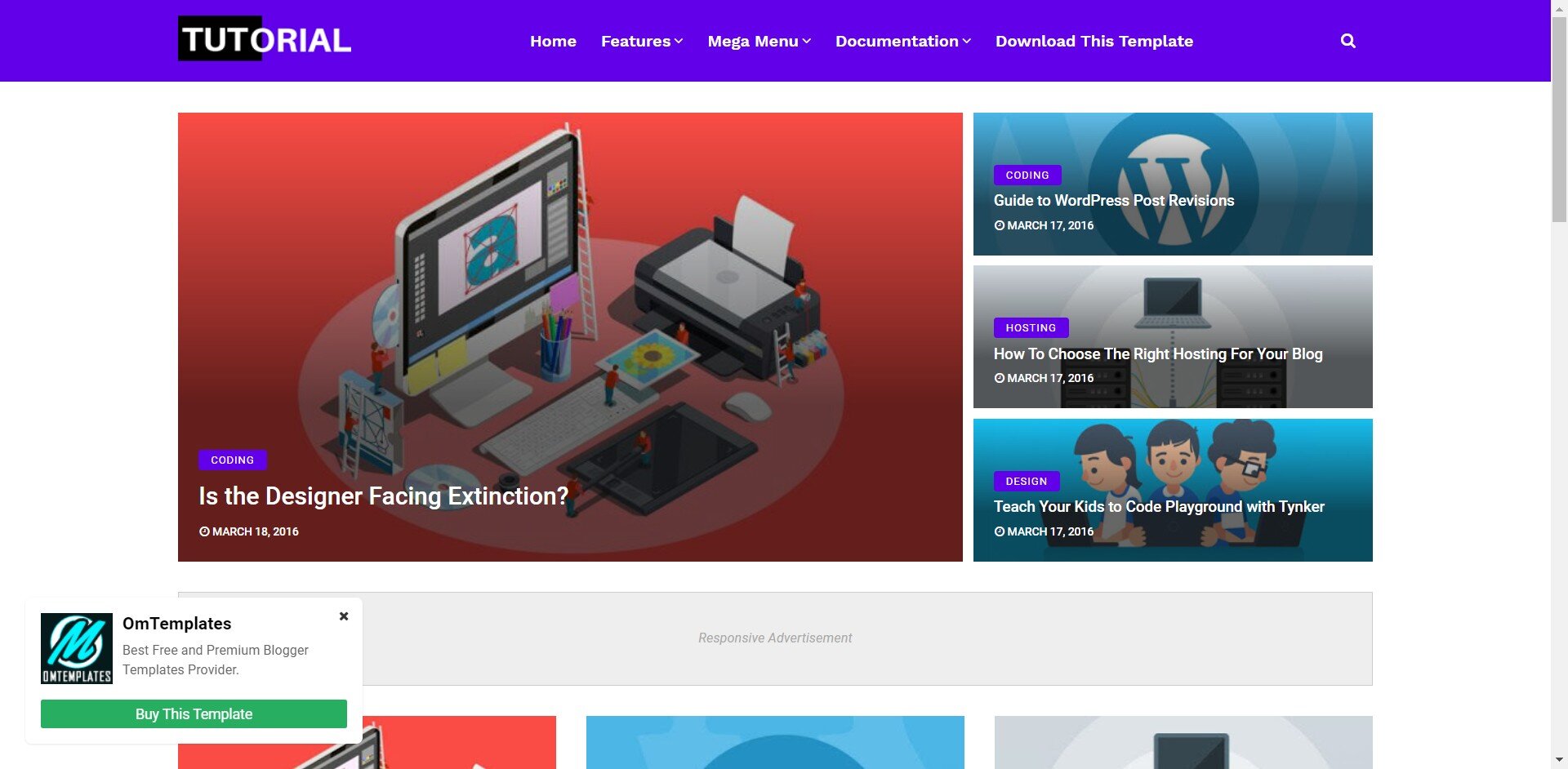 Tutorial Blogger Template