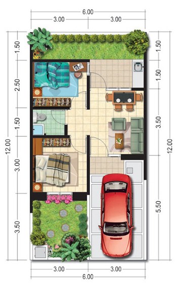 30 Denah Rumah Minimalis Type 36 - Rumahku Unik