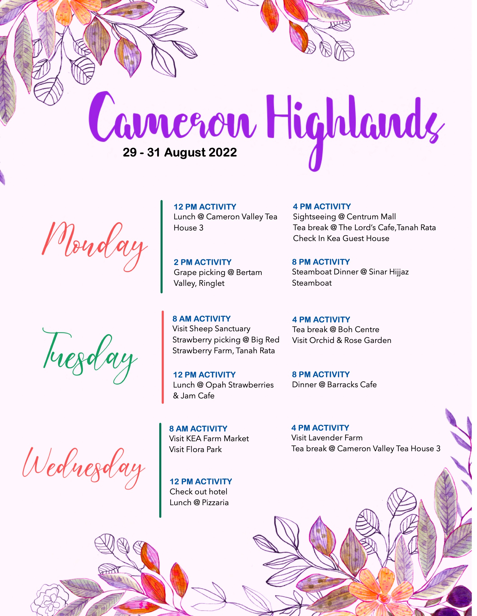 trip 1 hari ke cameron highland