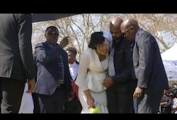 WATCH: Simphiwe Ngema breaks down with grief final goodbye to her husband. 