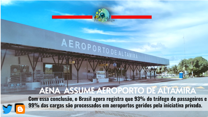 Aena assume administração do aeroporto de Altamira (PA) e passa a administrar 11 novos aeroportos