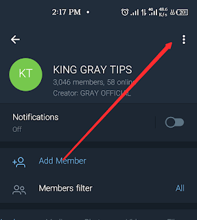 Select the three dots to copy Telegram Members