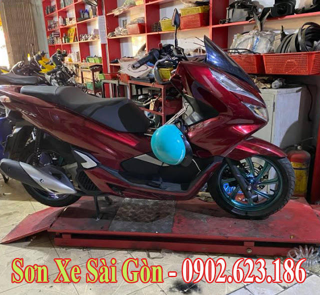 Sơn xe máy Honda PCX màu đỏ candy cực đẹp