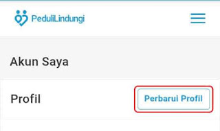 mengganti no hp pedulilindungi lewat website -perbarui profil