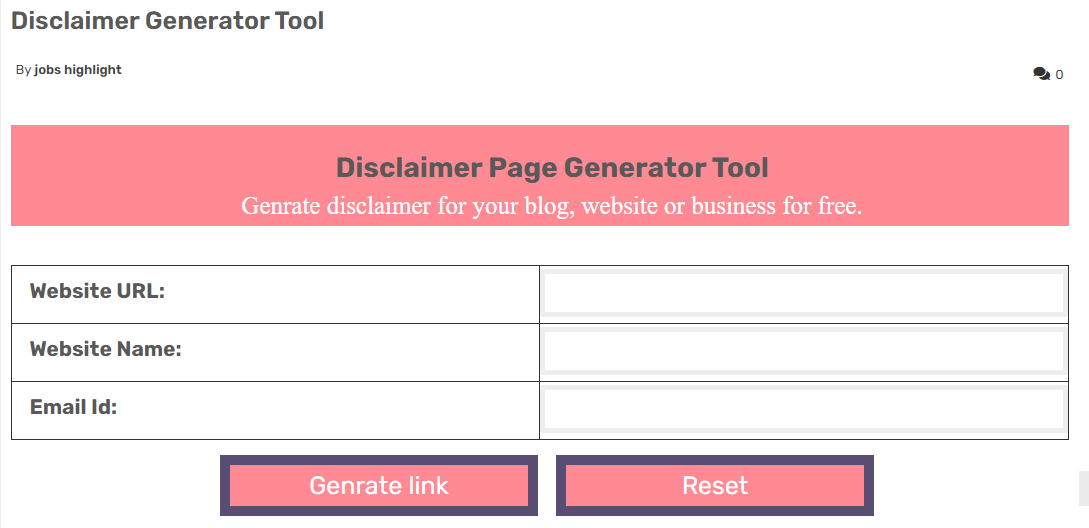 Disclaimer Generator