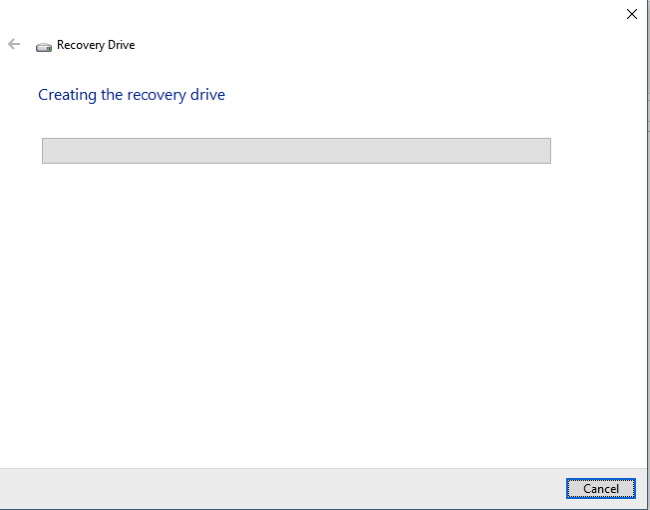 Figure 4 beginning to create recovery drive