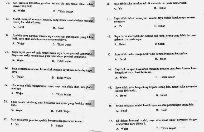 Soalan Dan Jawapan Ujian Psikometrik - Kecemasan k