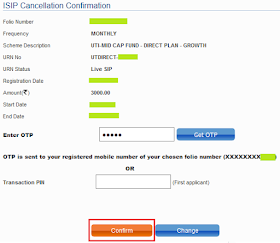 UTI Mutual Fund - Confirm SIP Cancellation