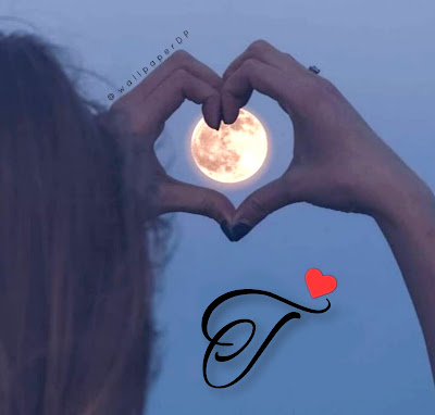 Beautiful Moon with Hand Heart complete Alphabets Letter Dpz for Facebook, Whatsapp Instagram Download Free.