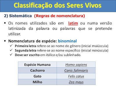 Classificação dos seres vivos