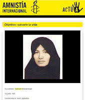 Correo electrónico de Amnistía Internacional sobre Sakineh, del 08/07/10