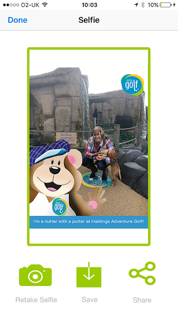 Taking a selfie with the mini golf app