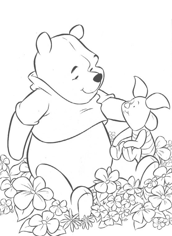Disney Winnie The Pooh Coloring Pages And Friends Playing In The Park
