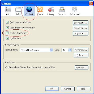 check and enable or disable Javascript for Firefox