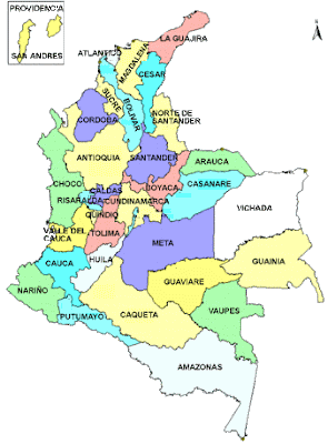 Dibujo del Mapa de Colombia a colores