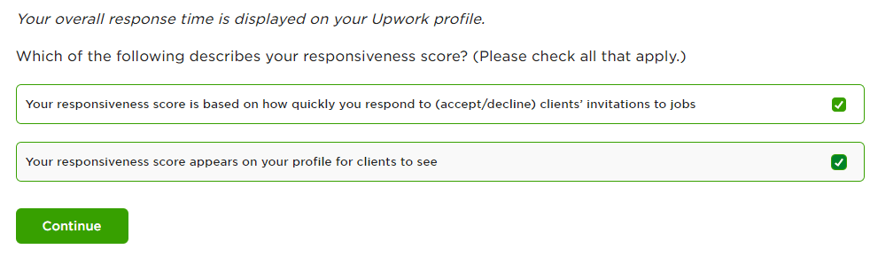 Your overall response time is displayed on your Upwork profile.