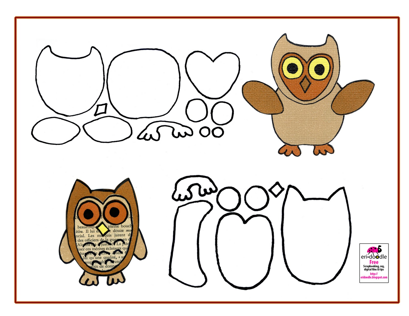 Paper Owl Template Gambar Animasi Lucu