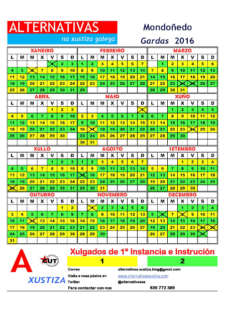 Mondoñedo. Calendario gardas 2016