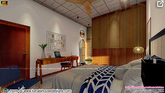 Tropical bedroom interior design in Kerala
