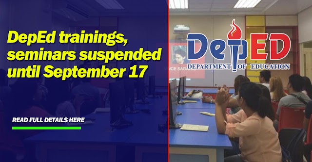 DepEd trainings, seminars suspended until September 17