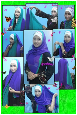 Cara Memakai Pashmina 2 Warna