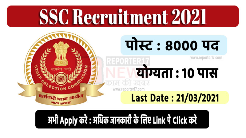 Staff Selection Commission Recruitment 2021