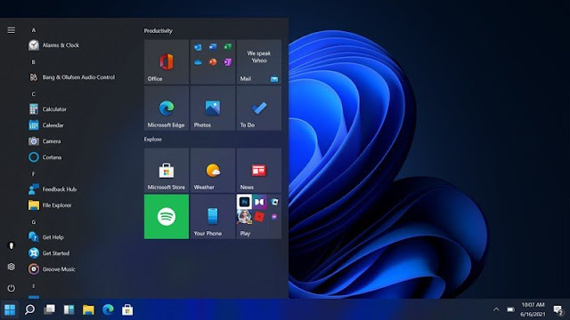 Start menu to the left side.