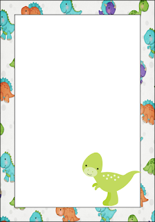 Dinosaur: Free Printable Frames, Invitations, Cards or Labels. 