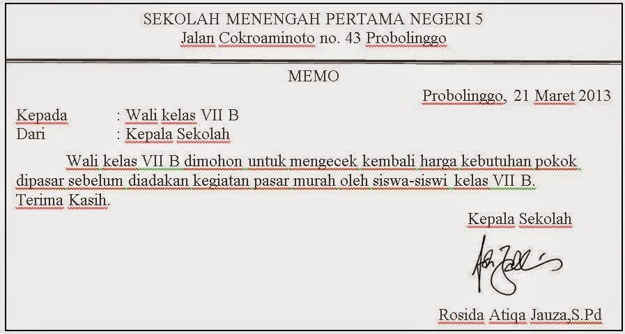 Contoh surat indonesia: Contoh Memo dan Penulisannya Mei 2015