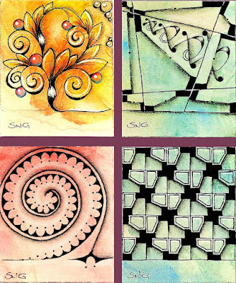 Tangle 365 - Day 233 (August 21) Yolo, Day 234 (August 22) Friehmel 1, Day 236 (August 24) Gottago, Day 237 (August 25) Papermint