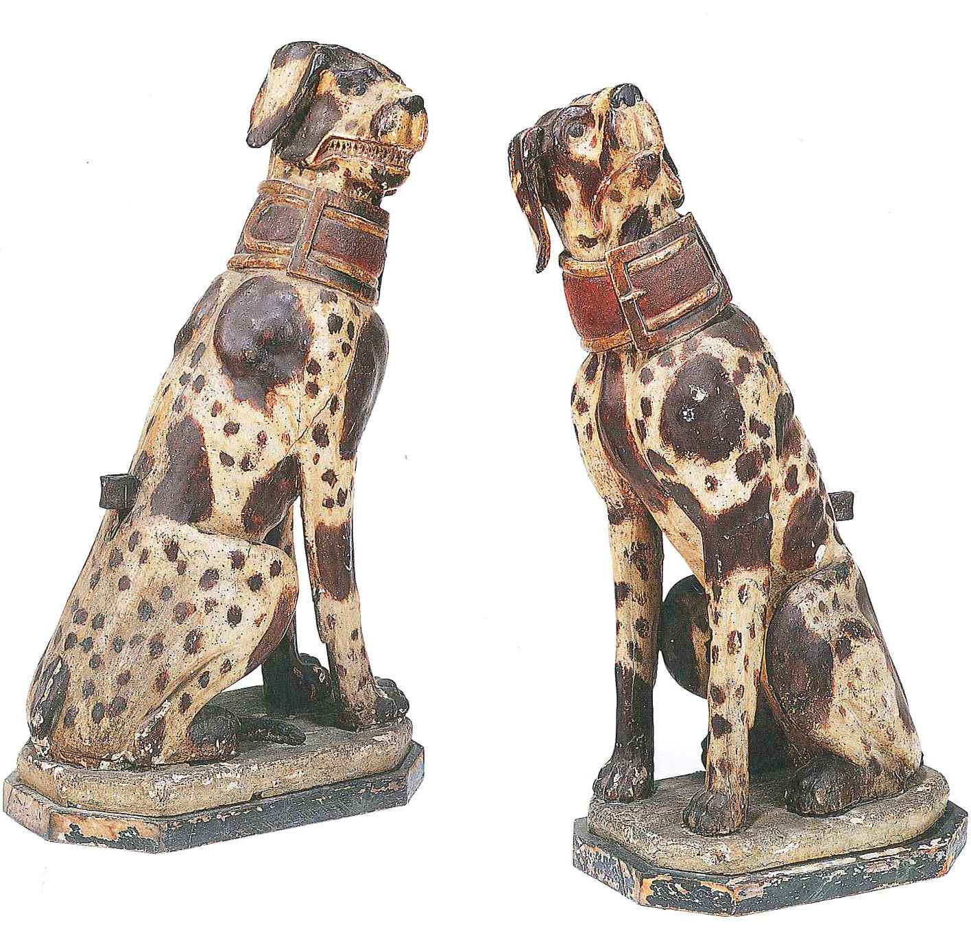 18th Century North Italian carved models of hounds
