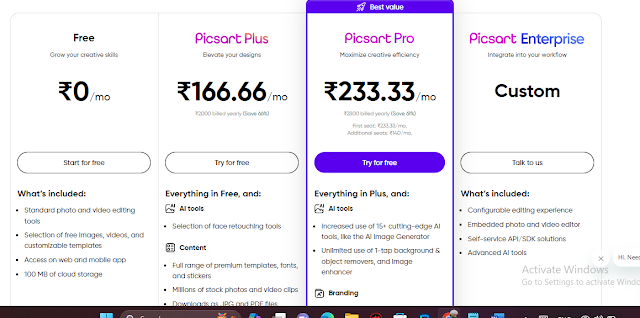 picsart ai price