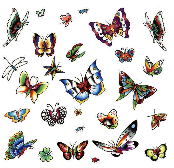 colorful butterfly tattoo. small utterfly tattoos. sheet