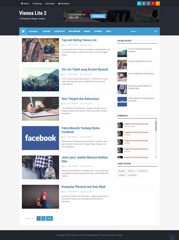 Vienna Lite 2 Responsive Blogger Template