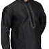  Exotic India Plain Wedding Kurta Pyjama with Embroidery on Neck