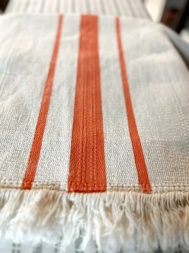 orange stripes on cotton rug