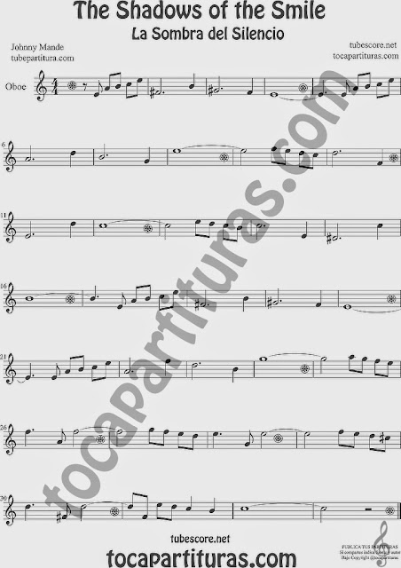 The Shadows of Your Smile Partitura de Oboe Sheet Music for Oboe Music Score La Sombra de tu Sonrisa