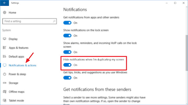 Sembunyikan Notifikasi di Windows 10 Ketika Presentasi