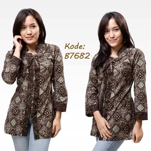  Model  Baju  Batik  Kantor Terbaru Wanita  Kombinasi Atas  