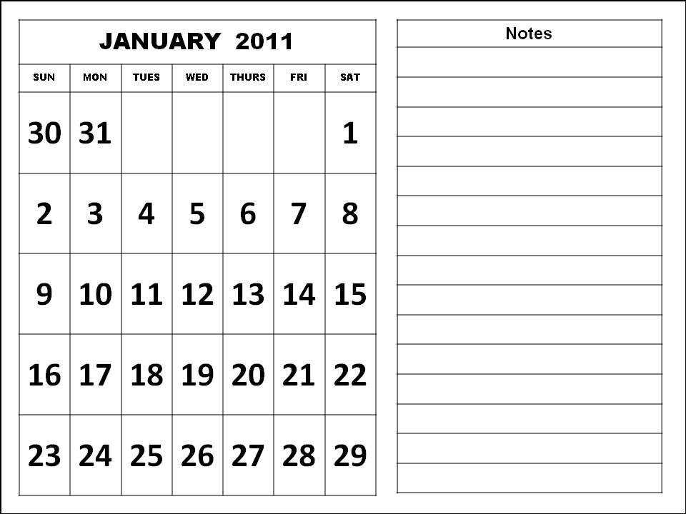 Blank Calendar Planner April 2011