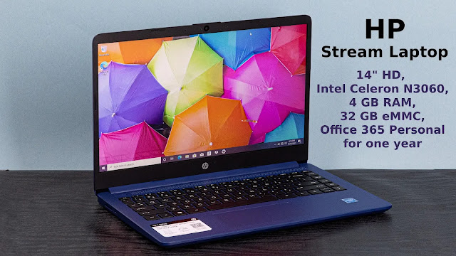 HP Stream Laptop - 14" HD, Intel Celeron N3060, 4 GB RAM, 32 GB eMMC