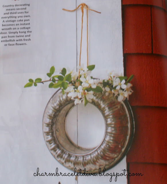 Vintage bundt pan upcycled as wreath and table centerpiece with flowers