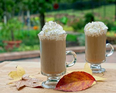 Pumpkin Spice Lattes ♥ KitchenParade.com. Quick 'n' easy with homemade Pumpkin Pie Spice, a frothy Pumpkin Coffee Creamer. Just 110 calories!