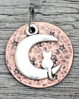 Cat ID Tag - Cat on the Moon - Customizable from Etsy
