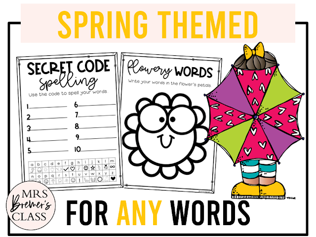 Spring themed spelling practice word work activities for ANY words in Kindergarten First Grade Second Grade Third Grade