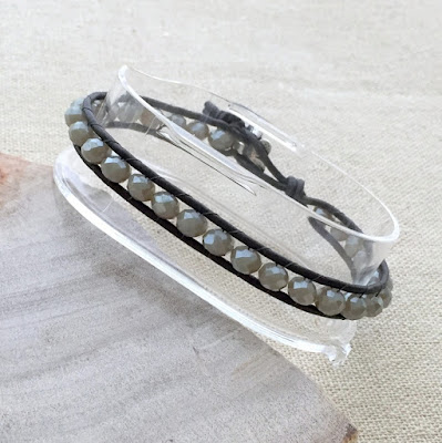 Chan Luu style leather and crystal bracelet