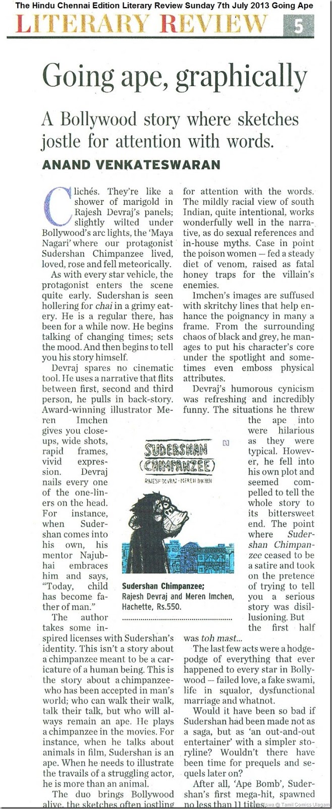 The Hindu Chennai Edition Literary Review Sunday 7th July 2013 Going Ape